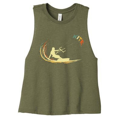 Kite Kiteboarding Kitesurfing Surf Vintage Retro Holiday Women's Racerback Cropped Tank