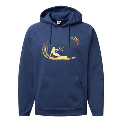 Kite Kiteboarding Kitesurfing Surf Vintage Retro Holiday Performance Fleece Hoodie