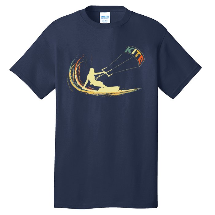 Kite Kiteboarding Kitesurfing Surf Vintage Retro Holiday Tall T-Shirt