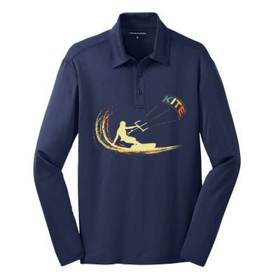 Kite Kiteboarding Kitesurfing Surf Vintage Retro Holiday Silk Touch Performance Long Sleeve Polo