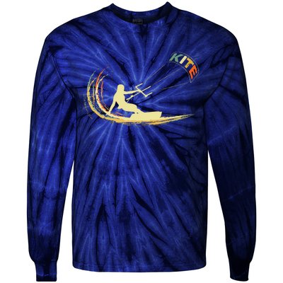 Kite Kiteboarding Kitesurfing Surf Vintage Retro Holiday Tie-Dye Long Sleeve Shirt