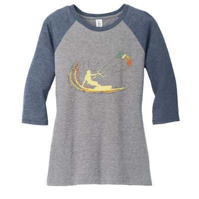 Kite Kiteboarding Kitesurfing Surf Vintage Retro Holiday Women's Tri-Blend 3/4-Sleeve Raglan Shirt