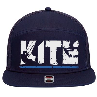 KITE Kiteboarding Kiting Kitesurfing Kitesurf Gift 7 Panel Mesh Trucker Snapback Hat