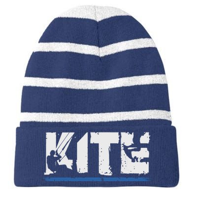 KITE Kiteboarding Kiting Kitesurfing Kitesurf Gift Striped Beanie with Solid Band