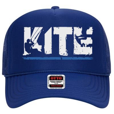 KITE Kiteboarding Kiting Kitesurfing Kitesurf Gift High Crown Mesh Back Trucker Hat