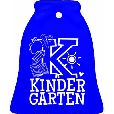 K Kinder Kindergarten Teacher Team Gift Ceramic Bell Ornament