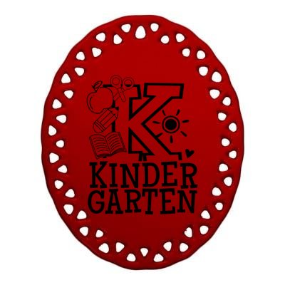 K Kinder Kindergarten Teacher Team Gift Ceramic Oval Ornament