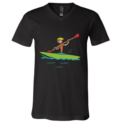 Kayaking Kayak V-Neck T-Shirt