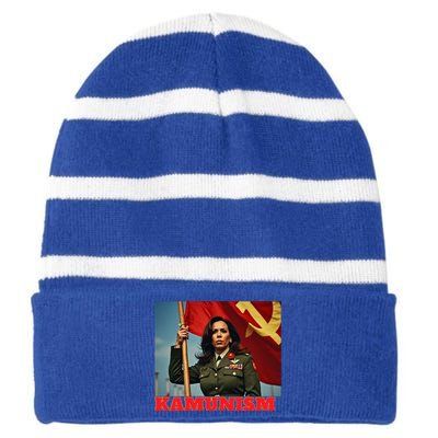 Kammunism Kamunism Komrade Comrade Kamala Forward 2024 Striped Beanie with Solid Band