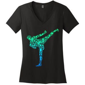 Kickboxing Kickboxer Karate Women's V-Neck T-Shirt