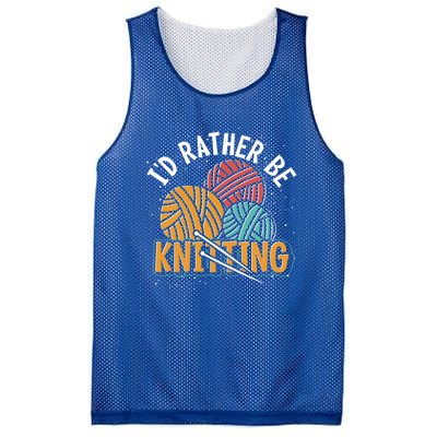 Knitter Knitting Lover Crocheter Id Rather Be Knitting Funny Gift Mesh Reversible Basketball Jersey Tank