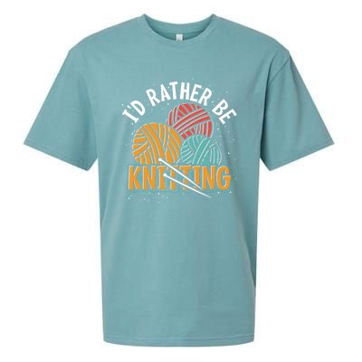 Knitter Knitting Lover Crocheter Id Rather Be Knitting Funny Gift Sueded Cloud Jersey T-Shirt