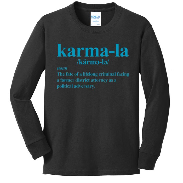 Kamala Karma La Definition Fate Of A Lifelong Criminal Kids Long Sleeve Shirt