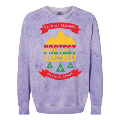 Ku Kia'i Mauna Protect Mauna Kea Aloha Aina Colorblast Crewneck Sweatshirt