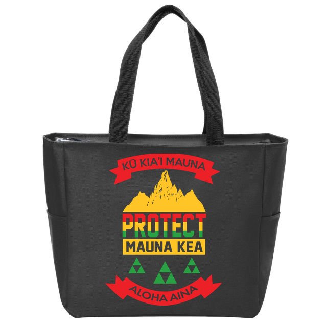 Ku Kia'i Mauna Protect Mauna Kea Aloha Aina Zip Tote Bag