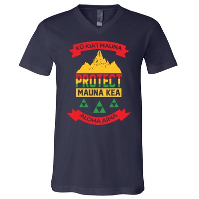 Ku Kia'i Mauna Protect Mauna Kea Aloha Aina V-Neck T-Shirt