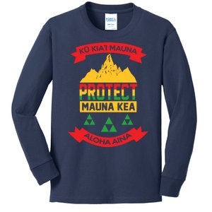 Ku Kia'i Mauna Protect Mauna Kea Aloha Aina Kids Long Sleeve Shirt