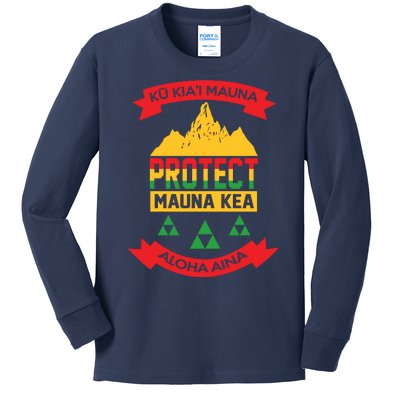 Ku Kia'i Mauna Protect Mauna Kea Aloha Aina Kids Long Sleeve Shirt