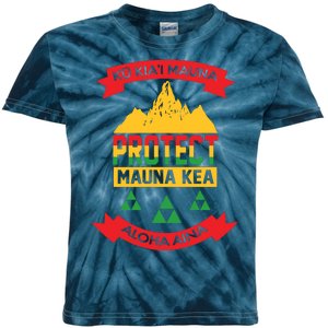 Ku Kia'i Mauna Protect Mauna Kea Aloha Aina Kids Tie-Dye T-Shirt