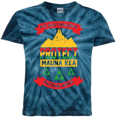 Ku Kia'i Mauna Protect Mauna Kea Aloha Aina Kids Tie-Dye T-Shirt