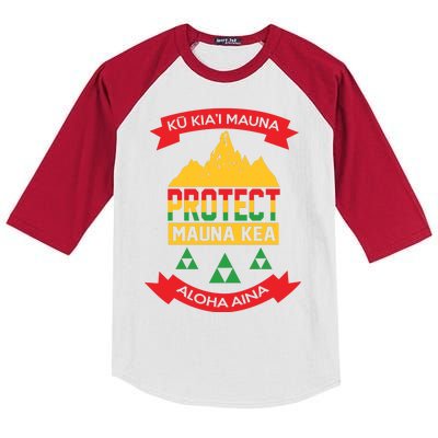 Ku Kia'i Mauna Protect Mauna Kea Aloha Aina Kids Colorblock Raglan Jersey