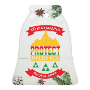 Ku Kia'i Mauna Protect Mauna Kea Aloha Aina Ceramic Bell Ornament