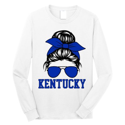 Kentucky Ky Messy Bun Varsity Long Sleeve Shirt