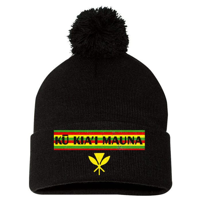 Ku Kiai Mauna Kanaka Maoli Kea Protect Defend Hawaii Pom Pom 12in Knit Beanie