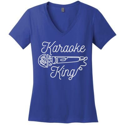 Karaoke King Microphone Musical Women's V-Neck T-Shirt