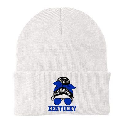 Kentucky Ky Messy Bun Varsity Vintage Sports Knit Cap Winter Beanie