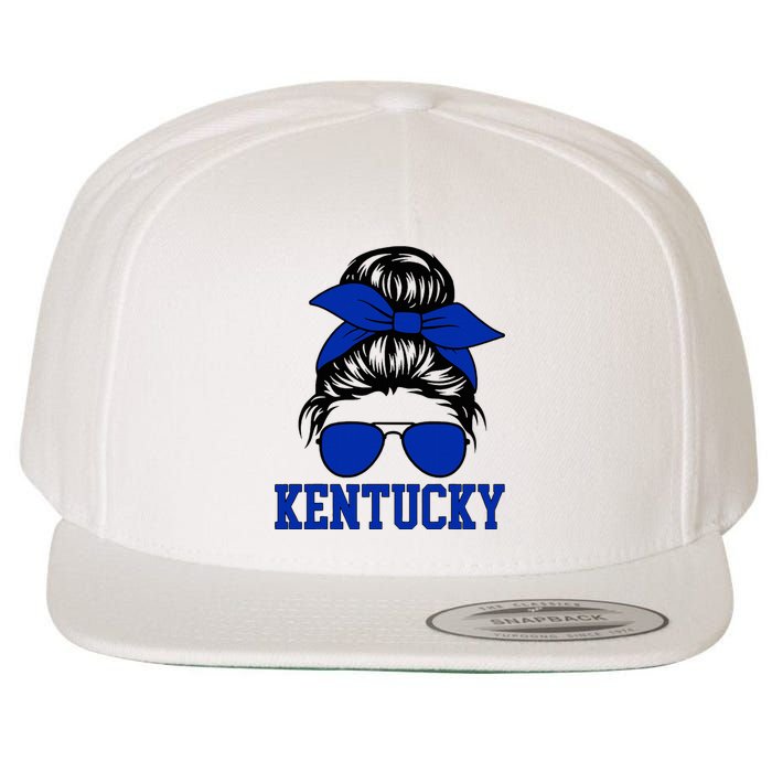 Kentucky Ky Messy Bun Varsity Vintage Sports Wool Snapback Cap