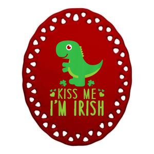 Kid.s Kiss Me I'm Irish St. Patrick's Day Cute Dinosaur T Ceramic Oval Ornament