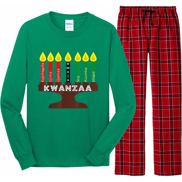 Kwanzaa Kinara Mishumaa With 7 Principles Long Sleeve Pajama Set