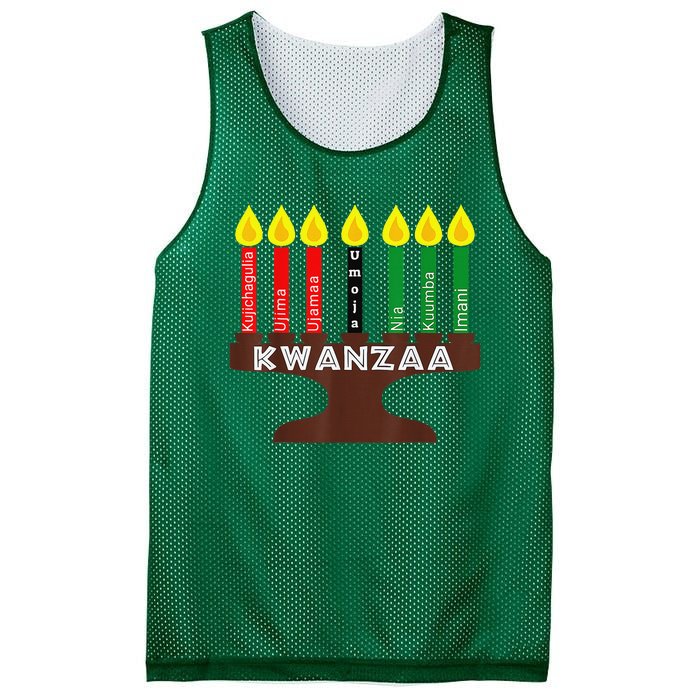 Kwanzaa Kinara Mishumaa With 7 Principles Mesh Reversible Basketball Jersey Tank