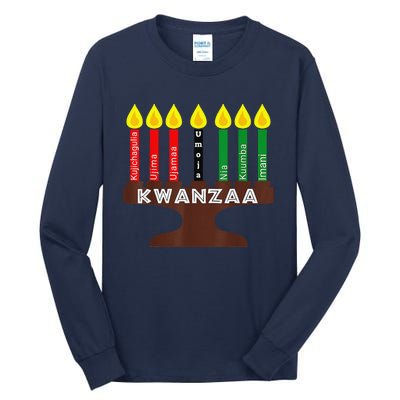 Kwanzaa Kinara Mishumaa With 7 Principles Tall Long Sleeve T-Shirt