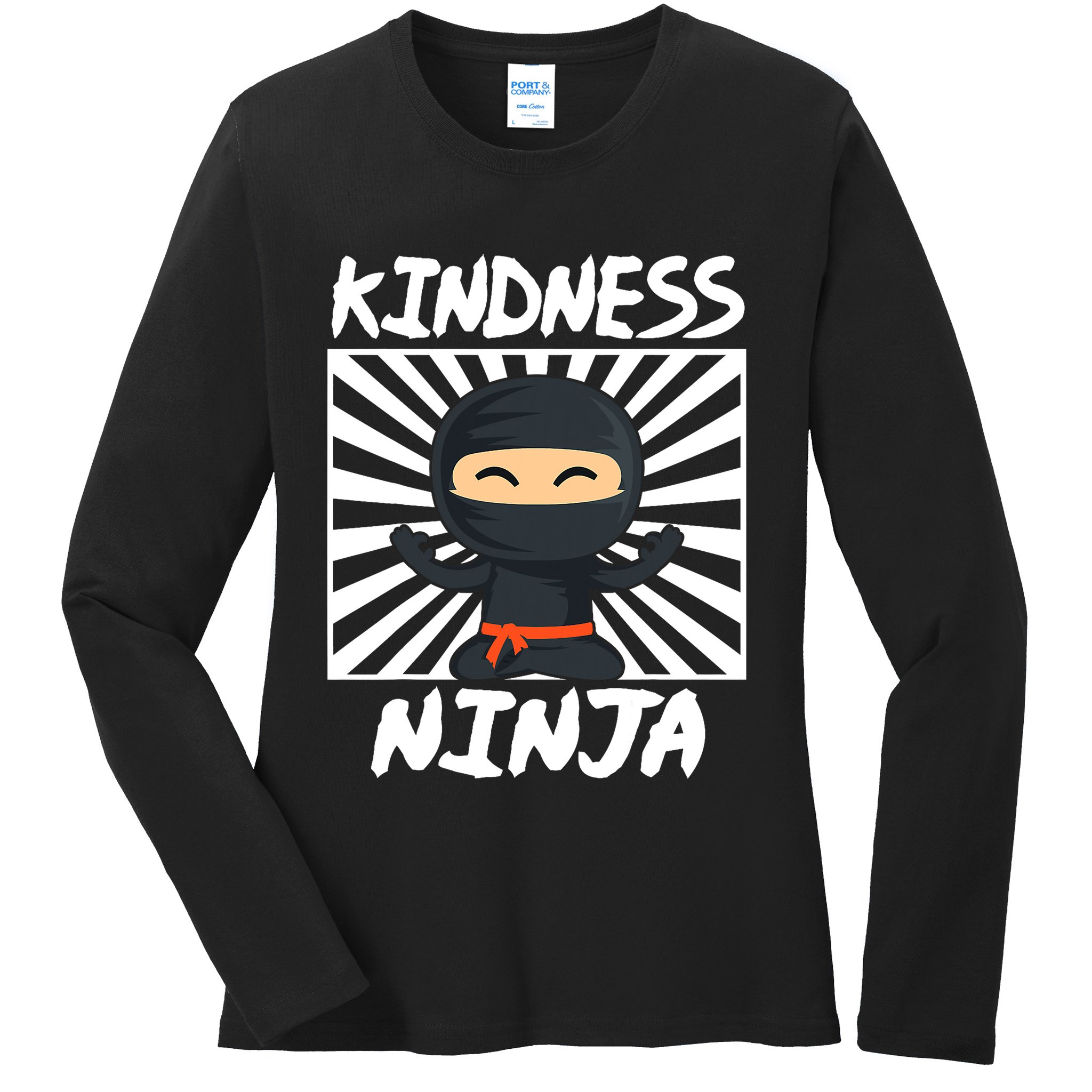 Kids Kindness Ninja Anti Bullying Gift Orange Unity Day Ladies Long Sleeve Shirt