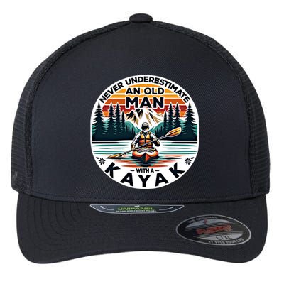 Kayak Kayaker Never Underestimate An Old With A Kayak Gift Flexfit Unipanel Trucker Cap