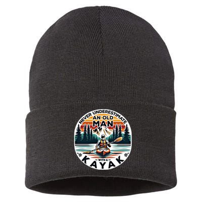 Kayak Kayaker Never Underestimate An Old With A Kayak Gift Sustainable Knit Beanie