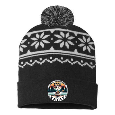 Kayak Kayaker Never Underestimate An Old With A Kayak Gift USA-Made Snowflake Beanie