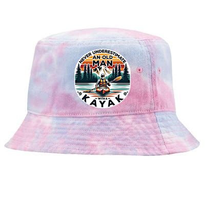 Kayak Kayaker Never Underestimate An Old With A Kayak Gift Tie-Dyed Bucket Hat