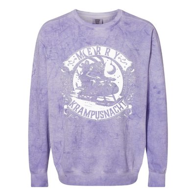 Krampusnacht Krampus On A Snowmobile Colorblast Crewneck Sweatshirt