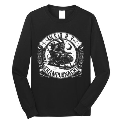 Krampusnacht Krampus On A Snowmobile Long Sleeve Shirt