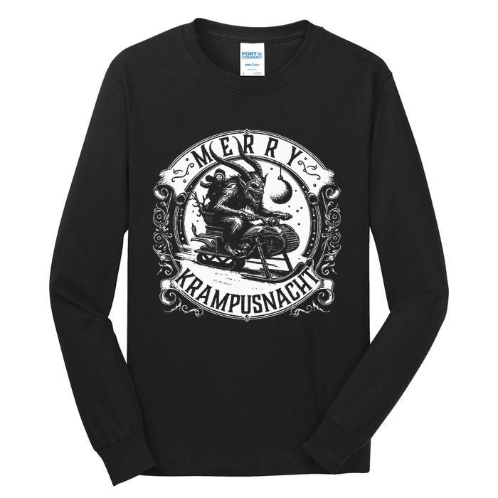 Krampusnacht Krampus On A Snowmobile Tall Long Sleeve T-Shirt