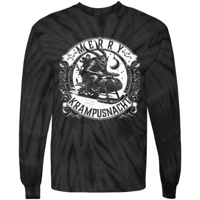 Krampusnacht Krampus On A Snowmobile Tie-Dye Long Sleeve Shirt