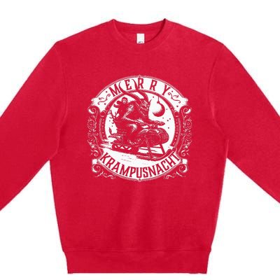 Krampusnacht Krampus On A Snowmobile Premium Crewneck Sweatshirt