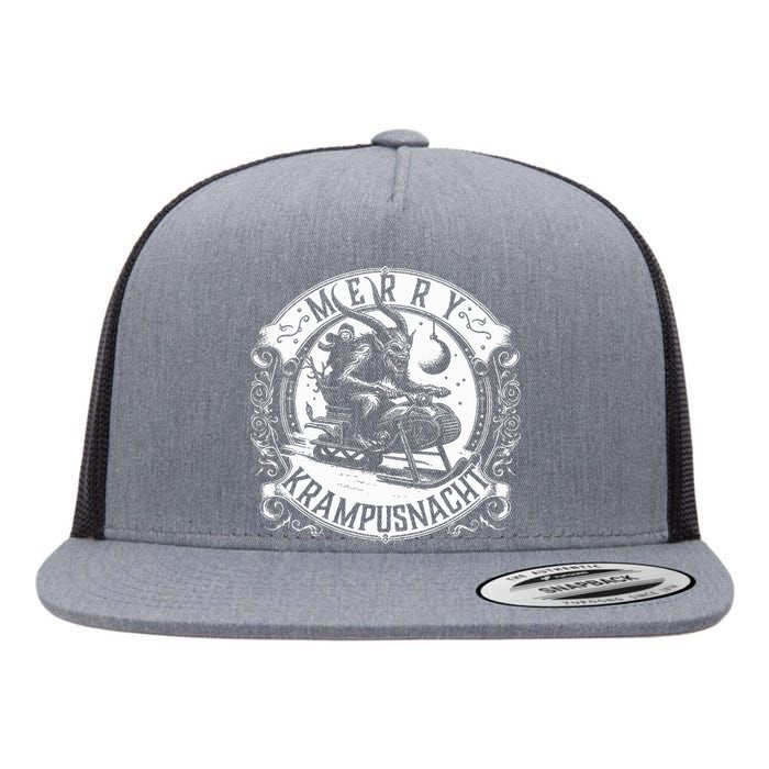 Krampusnacht Krampus on a Snowmobile Flat Bill Trucker Hat