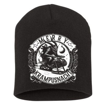 Krampusnacht Krampus on a Snowmobile Short Acrylic Beanie