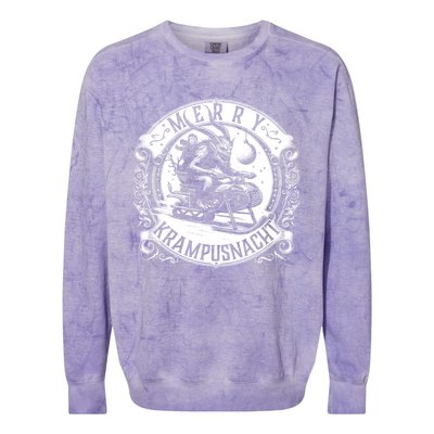 Krampusnacht Krampus On A Snowmobile Colorblast Crewneck Sweatshirt