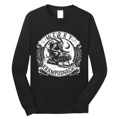 Krampusnacht Krampus On A Snowmobile Long Sleeve Shirt