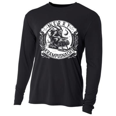 Krampusnacht Krampus On A Snowmobile Cooling Performance Long Sleeve Crew